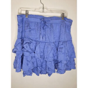 Aerie Womens Size XSMALL Tiered Ruffle Mini Skirt  Periwinkle Blue Elastic Waist